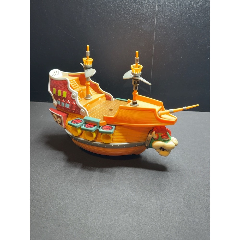 Super Mario Deluxe Bowser's Airship Playset JAKKS 40429 Works Incomplete